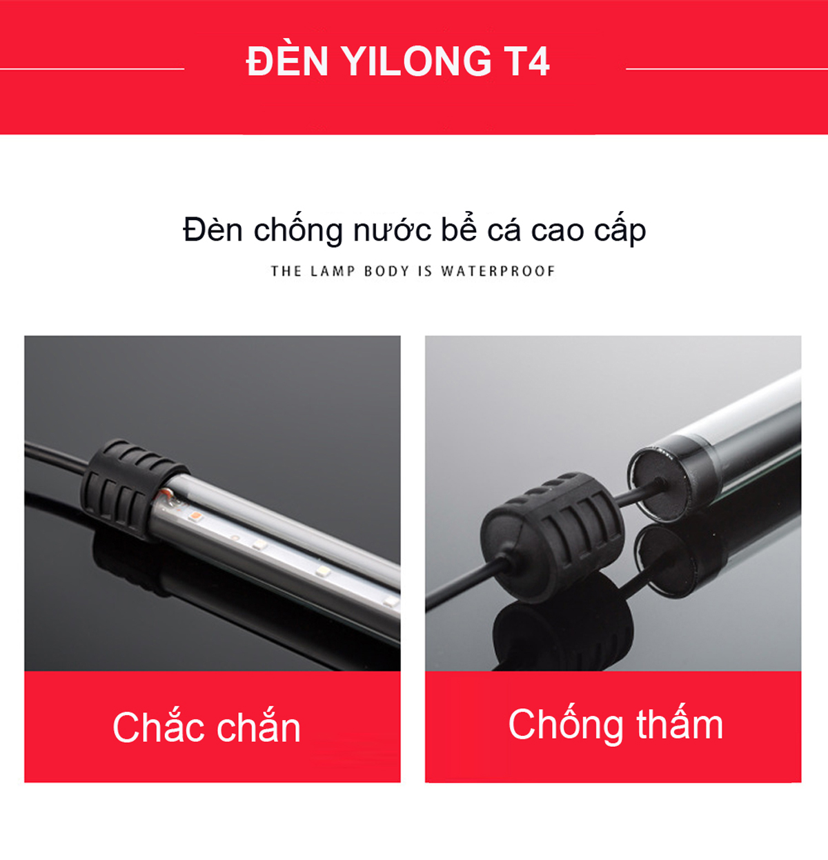 Đèn LED bể cá YILONG T4-50LED 8W cho bể 50-60cm, chống nước, siêu sáng - Ảnh 3