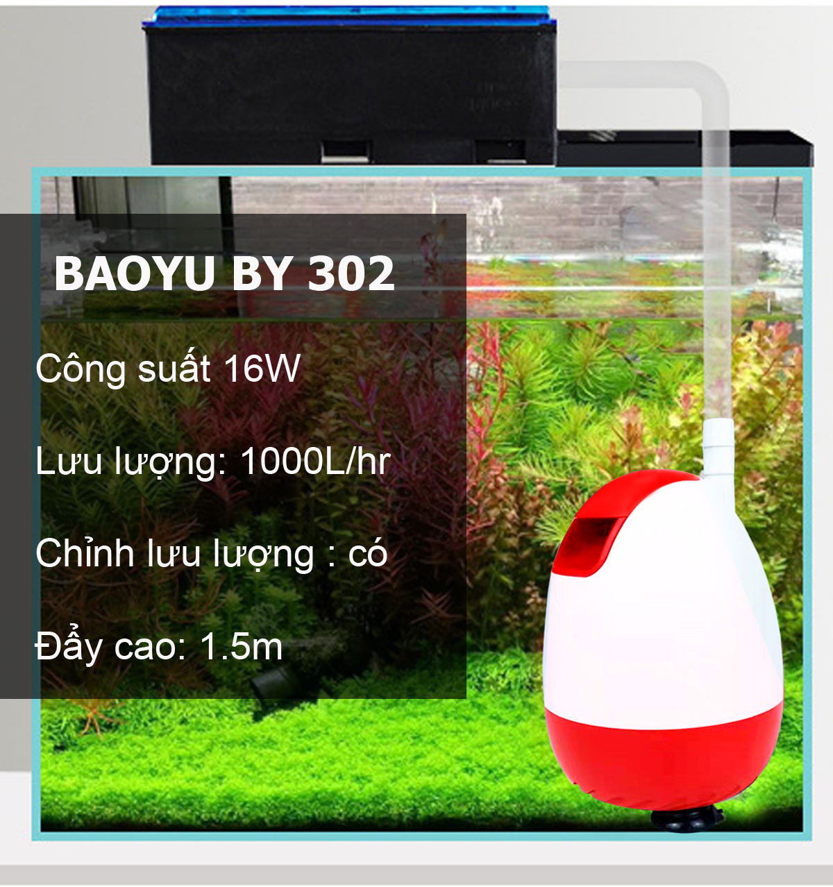 Bơm Hút Đáy Bể Cá BAOYU BY-302 16W