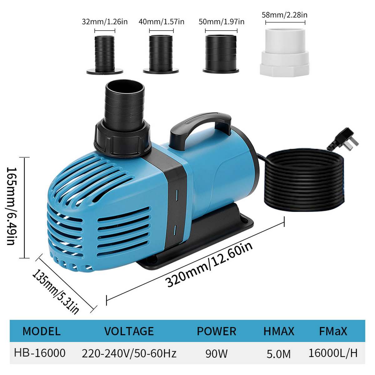 Máy bơm hồ cá OU GECAI HB16000 90W