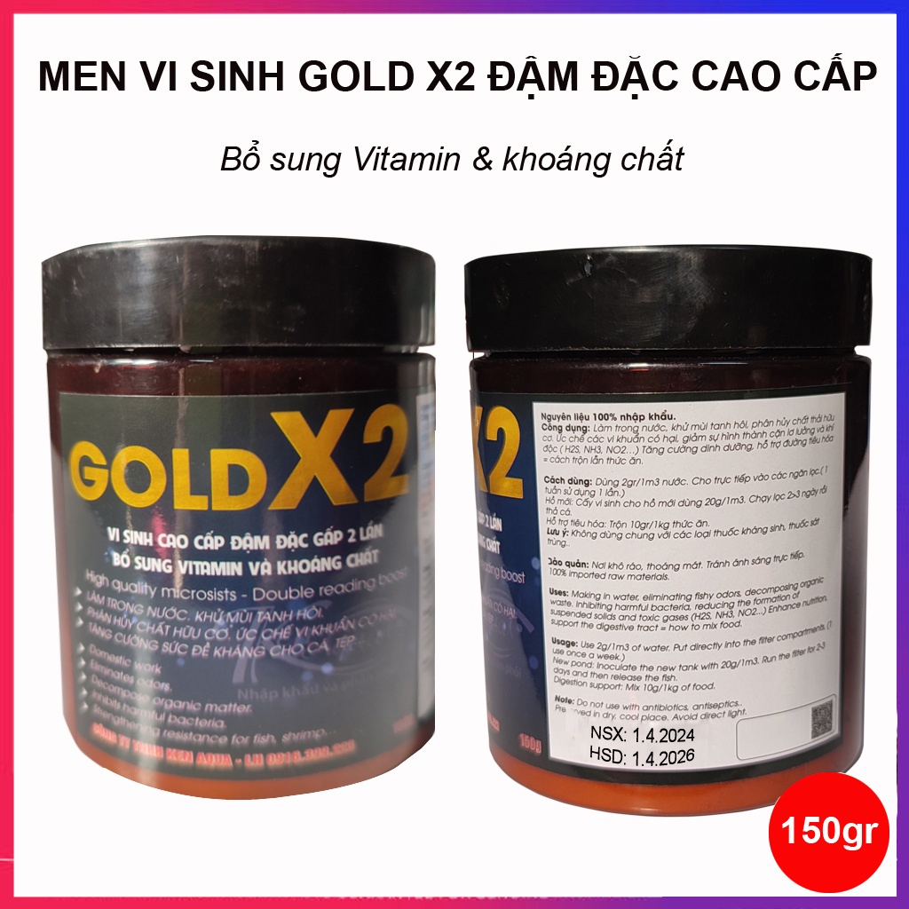 Men vi sinh hồ cá Koi GOLDX2 150Gr dạng bột siêu đậm đặc