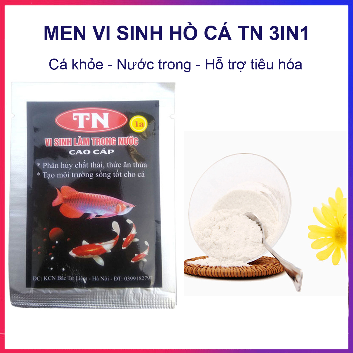 Men vi sinh TN1A 10Gr dạng bột xử lý nước, làm trong nước hồ cá, thủy sinh