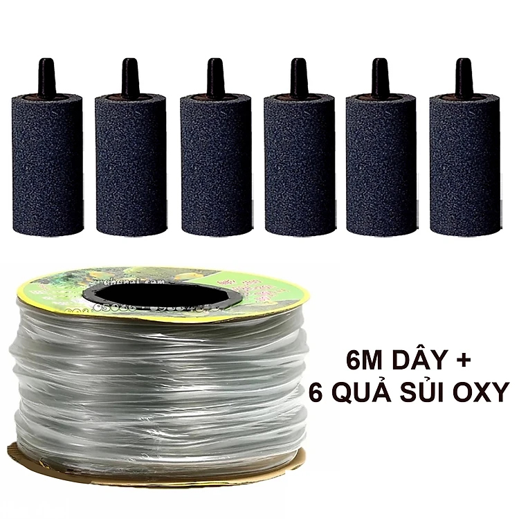 Bộ 6m Dây + 6 Đá Sủi Oxy - Tăng Khí Bể Cá, Giúp Cá Khỏe