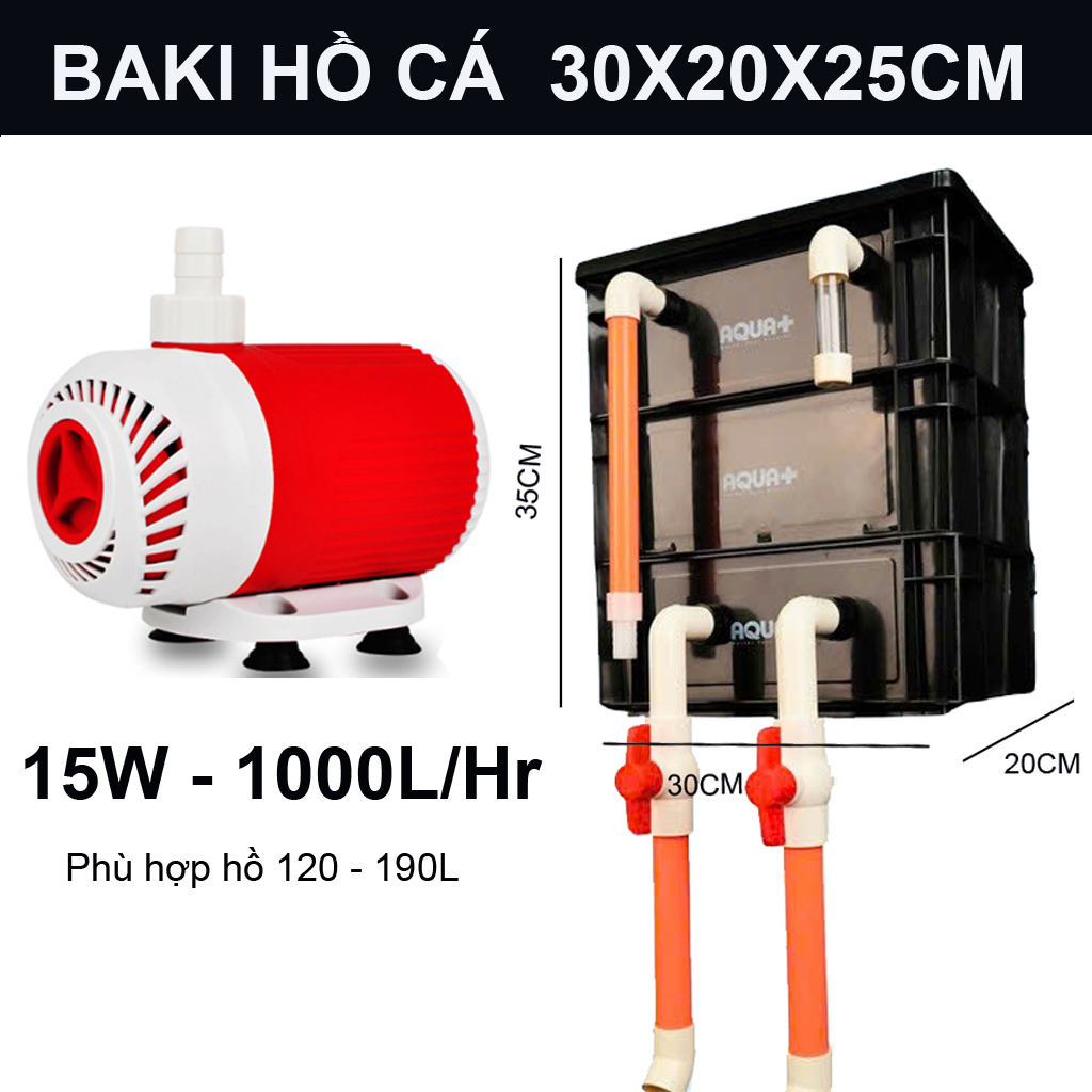 Lọc Thùng Baki 3 Tầng 30x20x35cm Kèm Bơm Baoyu BY 102 15W Cho Bể Thủy Sinh
