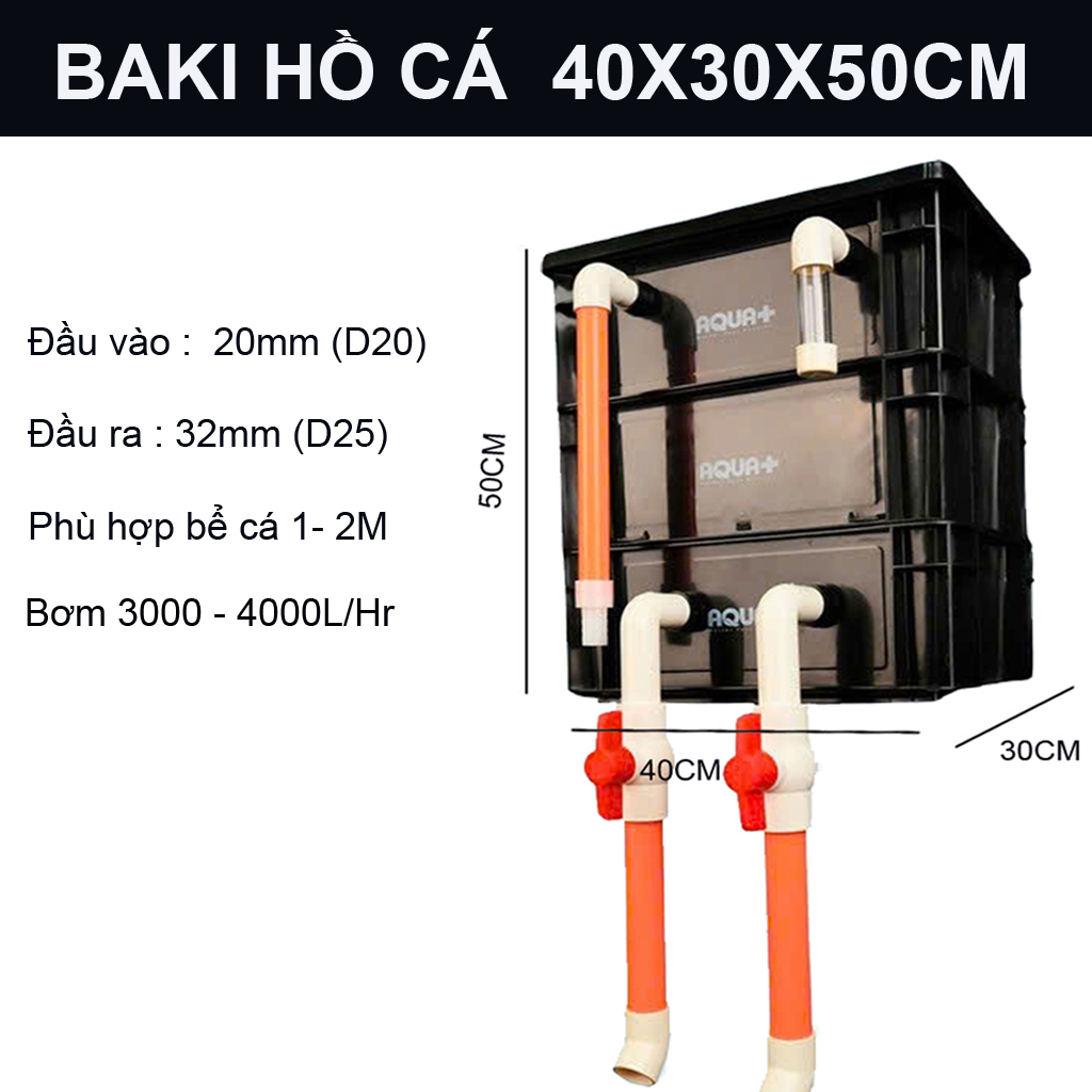 Lọc Thùng Baki 3 Tầng 40x30x50cm Cho Bể Cá 1m - 2m | Hệ Thống Lọc Cao Cấp