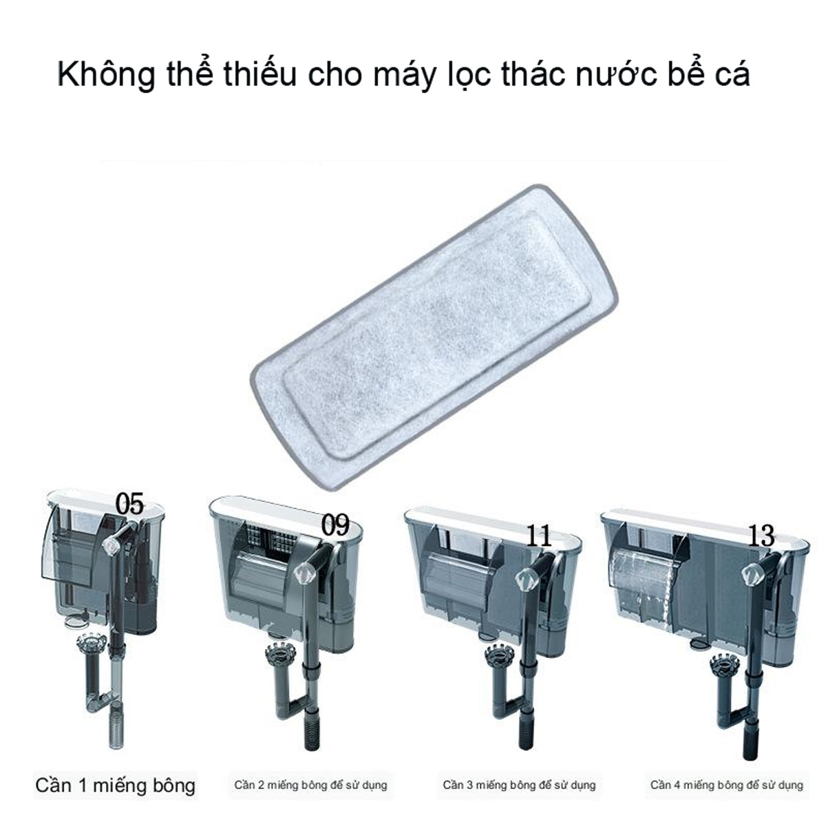 4 Miếng Lọc Thay Thế Cho Máy Lọc Thác Hồ Cá SOBO WP308H, WP408H, WP508H - Ảnh 4