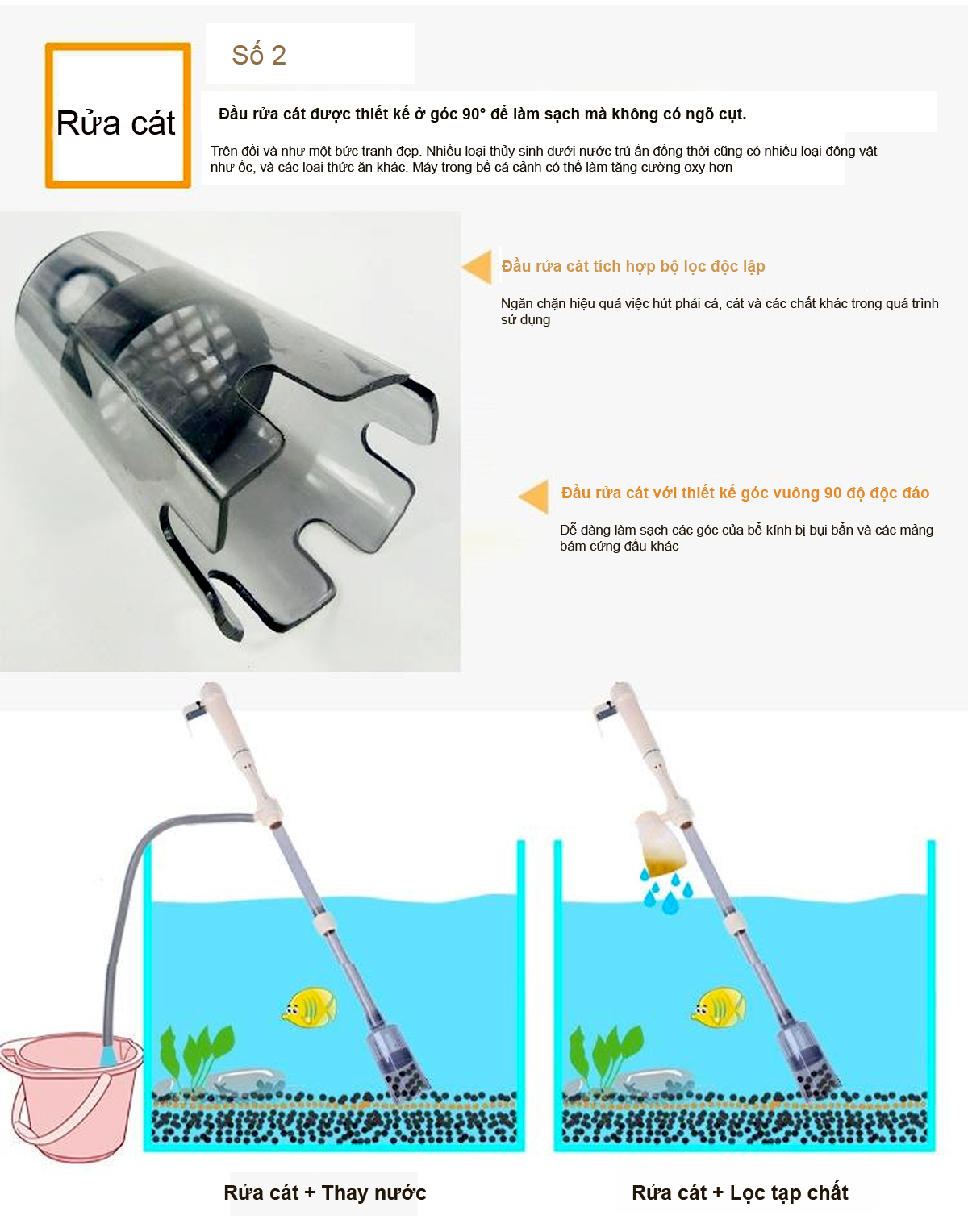 Máy vệ sinh bể cá JENECA AS615B, hút cặn thay nước dùng điện/pin tiện lợi - Ảnh 12