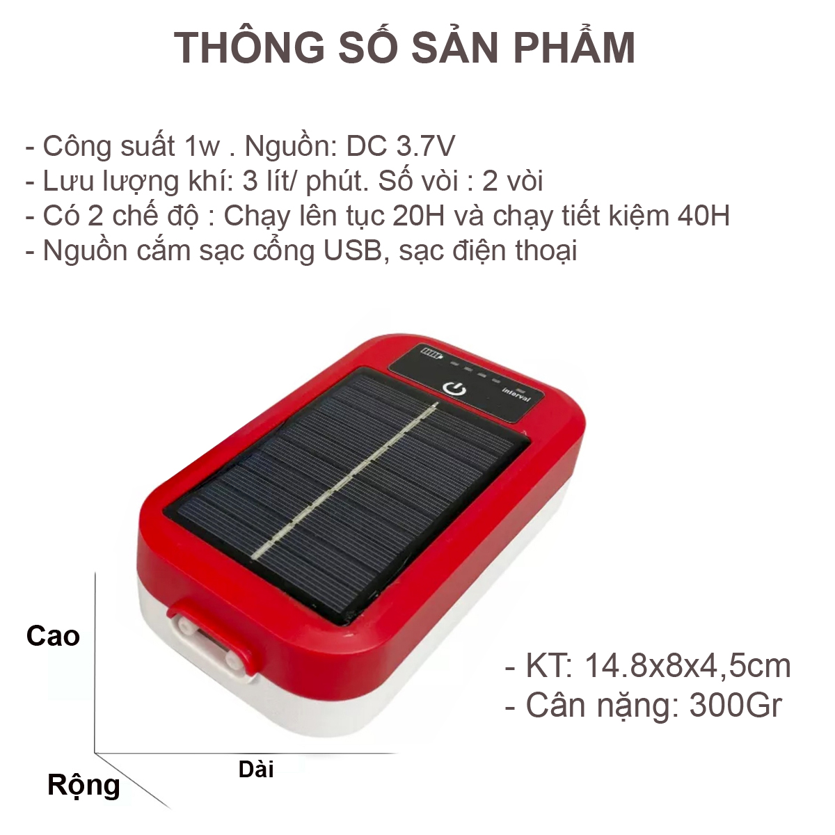 Máy sủi oxy tích điện - Năng lượng mặt trời BY-A3 | Siêu tiện lợi, siêu êm - Ảnh 6
