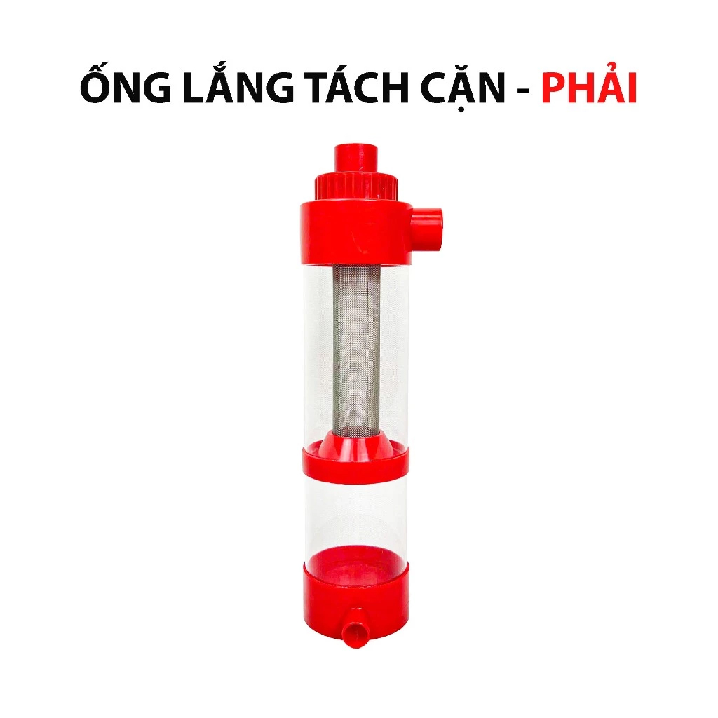 Ống lắng tách phân cặn bể kính hồ cá - Phải