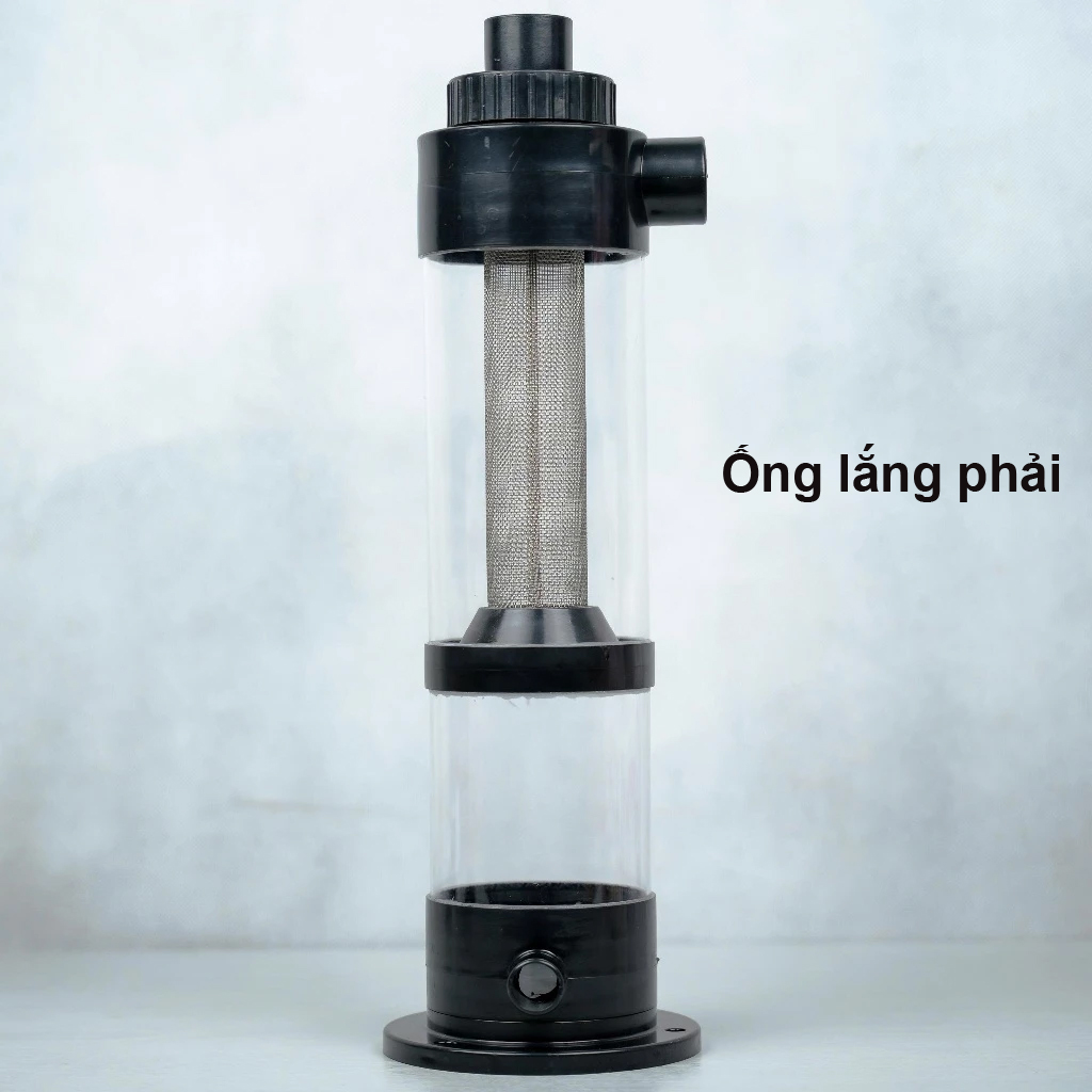 Ống lắng tách phân cặn bể kính hồ cá - Phải